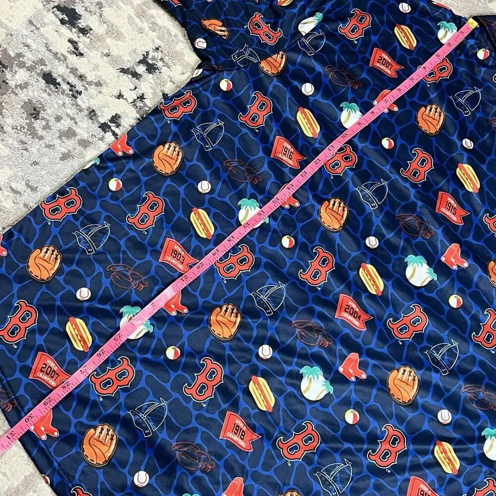 Boston Red Sox Shirt Mens XL Button Up Hawaiin Baseball Gloves Hotdogs Promo AOP - Picture 8 of 11